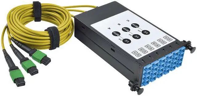 Main image of Tripp Lite 40/100Gb Singlemode Fiber, 40Gb to 4 x 10Gb, 100Gb to 4 x 25Gb, Breakout Cassette, (x3) 8-Fiber MTP/MPO (APC) to (x12) LC (UPC) Duplex 8.3/125, N482 Chassis (N482-3M8L12S)