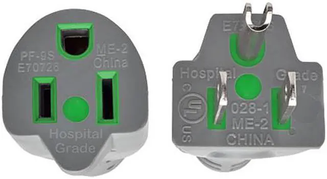 Alt view image 2 of 7 - Tripp Lite 2ft Hospital Medical Power Extension Cord 5-15P 5-15R 13A Gray