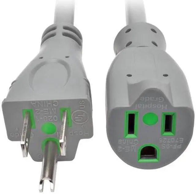 Main image of Tripp Lite 2ft Hospital Medical Power Extension Cord 5-15P 5-15R 13A Gray
