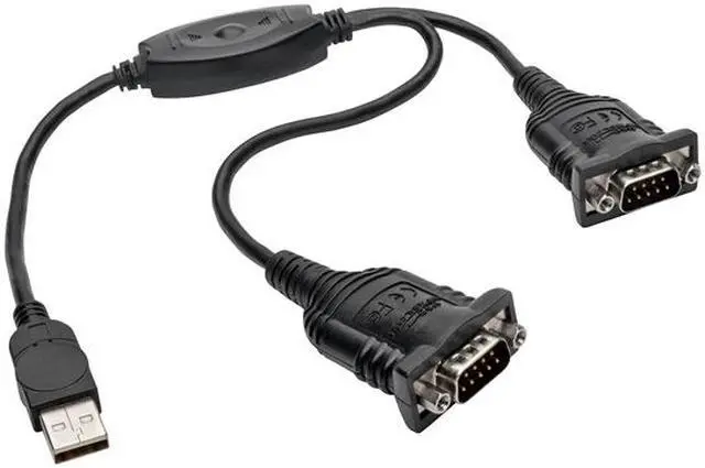 Alt view image 2 of 10 - Tripp Lite 6ft 2-Port USB to DB9/ RS 232 Serial Adapter FTDI, COM Retention