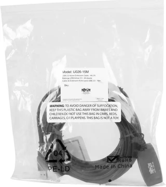 Alt view image 3 of 3 - Tripp Lite 15M USB 2.0 Hi-Speed Active Extension Repeater Cable USB-A M/F