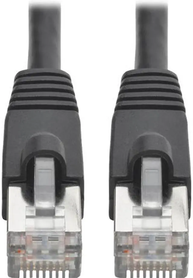 Main image of Tripp Lite Cat6a Snagless Shielded STP Patch Cable 10G, PoE, Black M/M 1 ft. (N262-001-BK)