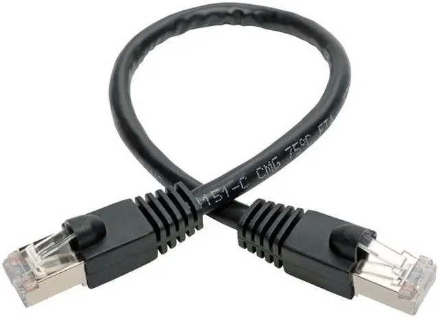 Alt view image 5 of 5 - Tripp Lite Cat6a Snagless Shielded STP Patch Cable 10G, PoE, Black M/M 1 ft. (N262-001-BK)