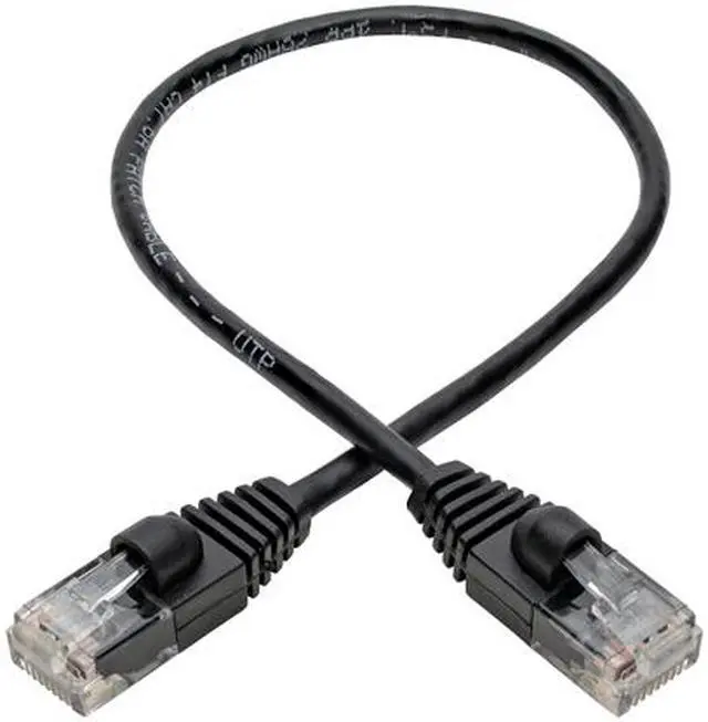 Alt view image 5 of 5 - Tripp Lite Cat6a Gigabit Snagless Molded Slim UTP Patch Cable M/M Black 1ft (N261-S01-BK)