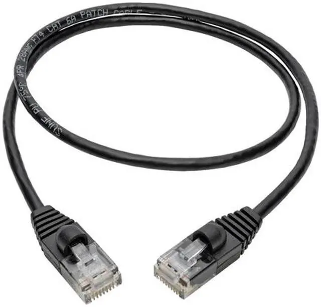 Alt view image 5 of 6 - Tripp Lite Cat6a Gigabit Snagless Molded Slim UTP Patch Cable M/M Black 2 ft. (N261-S02-BK)