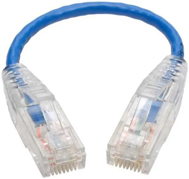 Alt view image 2 of 5 - Tripp Lite Cat6 Gigabit Snagless Molded Slim Patch Cable RJ45 M/M Blue 6in (N201-S6N-BL)