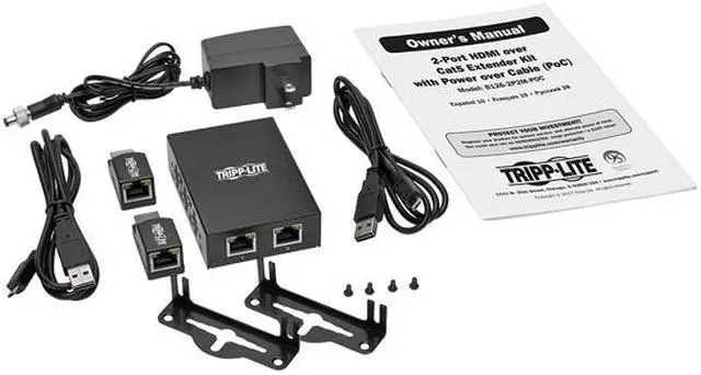 Alt view image 4 of 4 - Tripp Lite 2-Port HDMI Over Cat5 Cat6 Extender Kit Power Over Cable 1080p (B126-2P2M-POC)