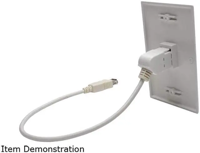 Alt view image 4 of 5 - Tripp Lite USB 2.0 All-in-One Keystone/Panel Mount Coupler Cable (F/F), Angled Connector, White, 1 ft. (U060-001-KPA-WH)