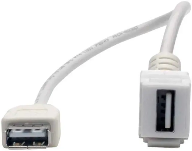 Alt view image 3 of 5 - Tripp Lite USB 2.0 All-in-One Keystone/Panel Mount Coupler Cable (F/F), Angled Connector, White, 1 ft. (U060-001-KPA-WH)