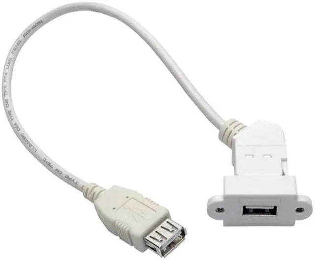 Alt view image 2 of 5 - Tripp Lite USB 2.0 All-in-One Keystone/Panel Mount Coupler Cable (F/F), Angled Connector, White, 1 ft. (U060-001-KPA-WH)
