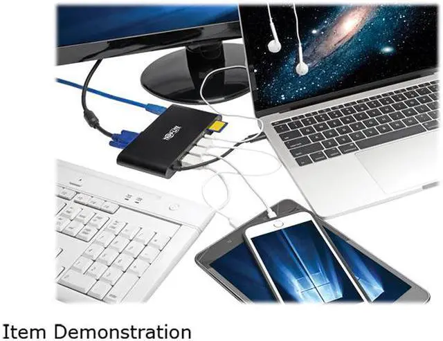 Alt view image 7 of 7 - Tripp Lite USB C Docking Station 4k USB Hub HDMI VGA mDP Gbe Charging Black (U442-DOCK1-B)