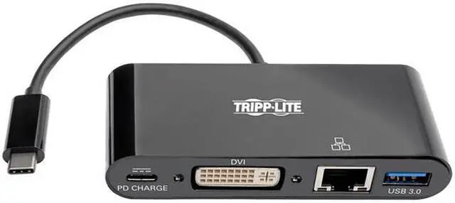 Alt view image 2 of 7 - Tripp Lite USB C to DVI Multiport Adapter Converter Dock USB Type C to DVI (U444-06N-DGUB-C)
