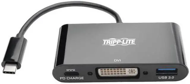 Alt view image 2 of 6 - Tripp Lite USB C to DVI Adapter USB Hub & PD Charging USB Type C to DVI 6in (U444-06N-DUB-C)