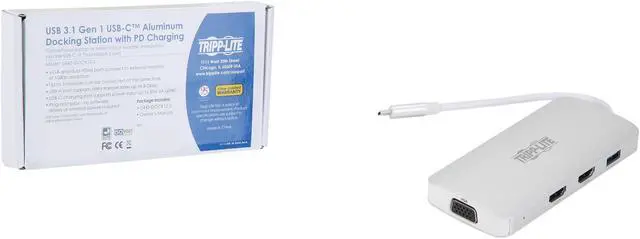 Alt view image 7 of 6 - Tripp Lite USB C Docking Station w/USB Hub, 2x HDMI, VGA, PD Charging 1080p (U442-DOCK12-S)