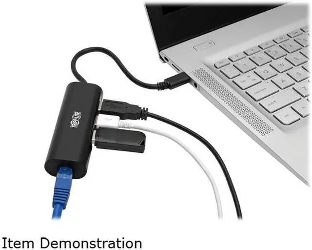 Alt view image 5 of 5 - Tripp Lite USB C Multiport Hub Adapter w/ 3 USB-A, Gbe Black USB Type C (U460-003-3A1GB)