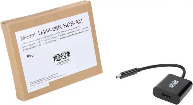 Alt view image 6 of 6 - Tripp Lite USB C to HDMI Adapter Converter M/F 4K USB Type C to HDMI Black (U444-06N-HDB-AM)