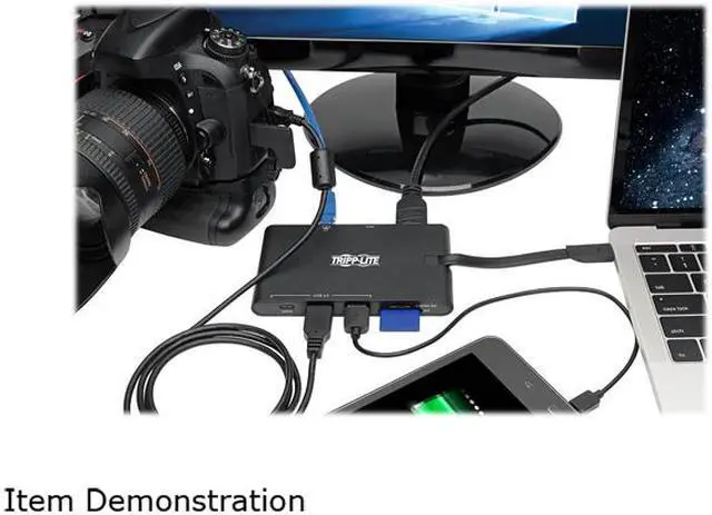 Alt view image 6 of 6 - Tripp Lite USB C Docking Station HDMI VGA GbE PD Charging USB Hub 4K Black (U442-DOCK3-B)