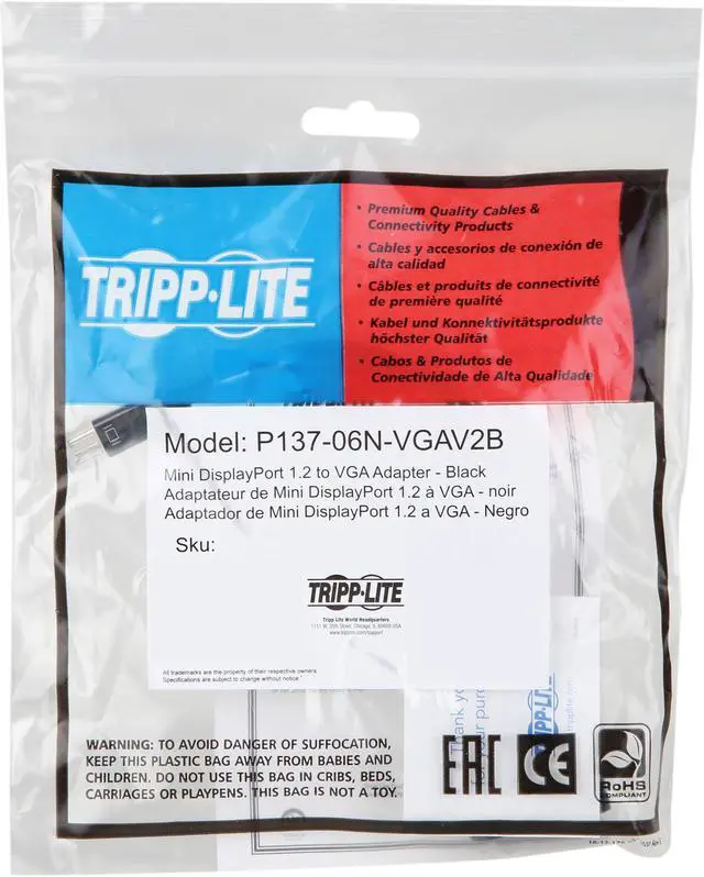 Alt view image 3 of 3 - Tripp Lite Mini DisplayPort 1.2 to VGA Adapter Active 1080p Black mDP to VGA (P137-06N-VGAV2B)
