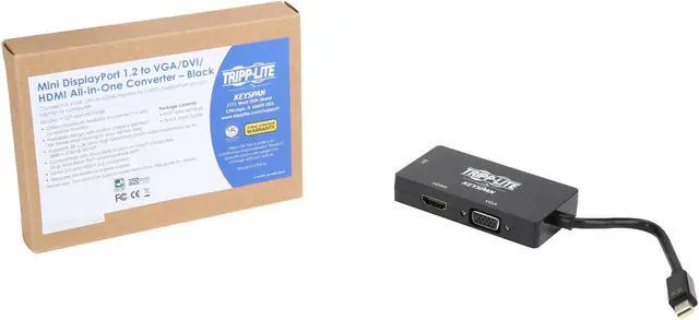 Alt view image 7 of 6 - Tripp Lite Mini DisplayPort 1.2 to VGA/DVI/HDMI Adapter Converter 4K Black (P137-06N-HDVK6B)