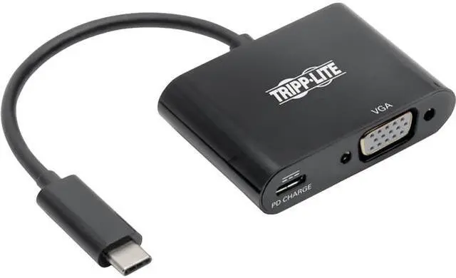 Main image of Tripp Lite USB C to VGA Adapter w/PD Charging 1080p Black USB Type C to VGA (U444-06N-VB-C)