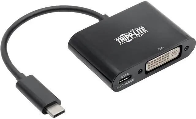 Main image of Tripp Lite USB C to DVI Adapter w/PD Charging 1080p Black USB Type C to DVI (U444-06N-DB-C)