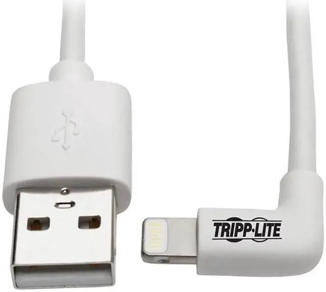 Main image of Tripp Lite Lightning to USB Sync Charge Right-Angle iPhone iPad White 3ft (M100-003-LRA-WH)