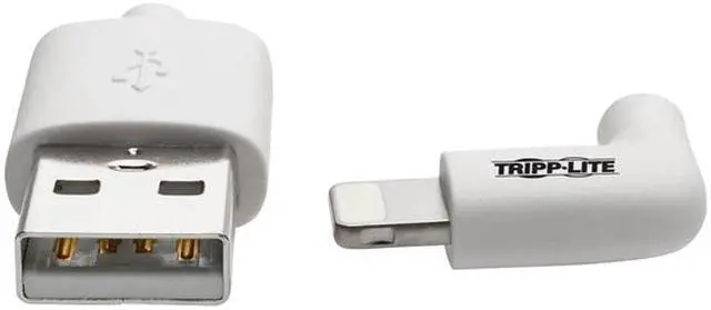 Alt view image 7 of 7 - Tripp Lite Lightning to USB Sync Charge Right-Angle iPhone iPad White 3ft (M100-003-LRA-WH)