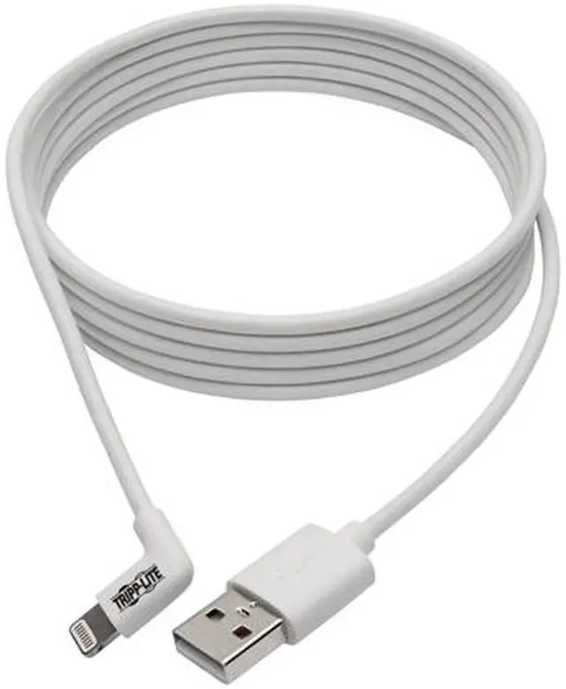 Alt view image 2 of 7 - Tripp Lite Lightning to USB Sync Charge Right-Angle iPhone iPad White 3ft (M100-003-LRA-WH)