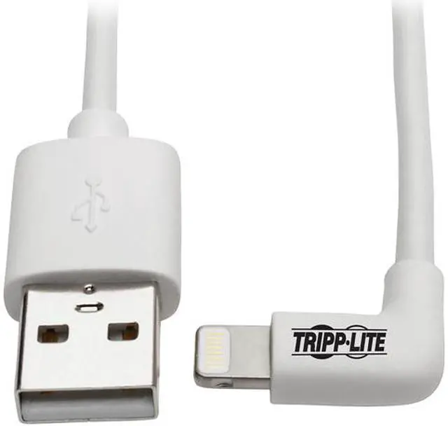 Main image of Tripp Lite Lightning to USB Sync Charge Right-Angle iPhone iPad White 6ft (M100-006-LRA-WH)