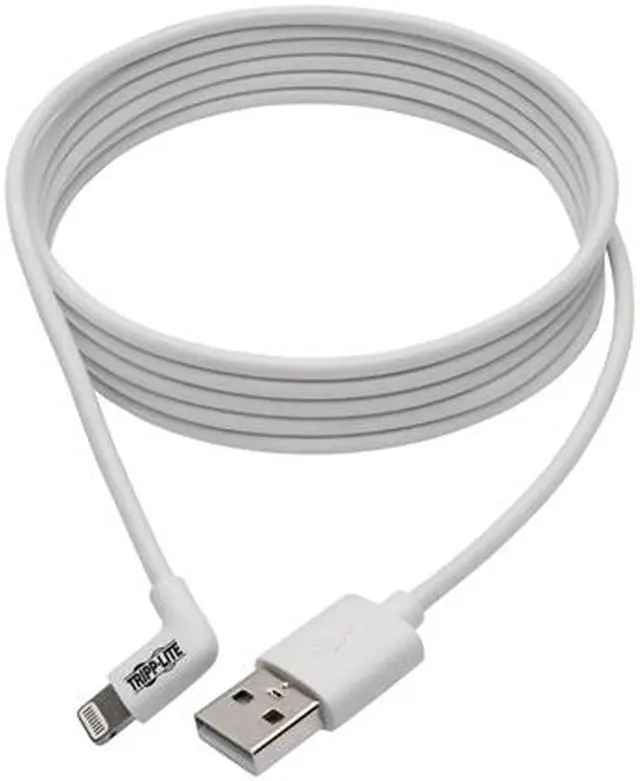 Alt view image 2 of 7 - Tripp Lite Lightning to USB Sync Charge Right-Angle iPhone iPad White 6ft (M100-006-LRA-WH)