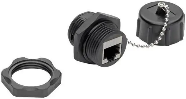 Alt view image 3 of 8 - Tripp Lite RJ45 Bulkhead Coupler Cat5/Cat6 F/F Shielded Industrial Dust Cap (N206-BC01-IND)