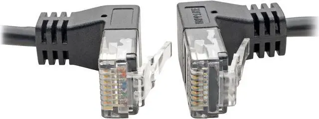 Alt view image 3 of 5 - Tripp Lite Cat6 Gigabit Patch Cable Snagless Right-Angle UTP Slim Black 1ft (N201-SR1-BK)