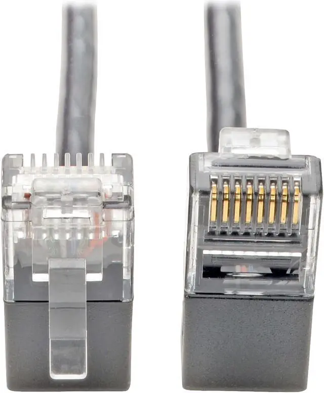 Main image of Tripp Lite Cat6 Gigabit Patch Cable Snagless Right-Angle UTP Slim Gray 1ft (N201-SR1-GY)