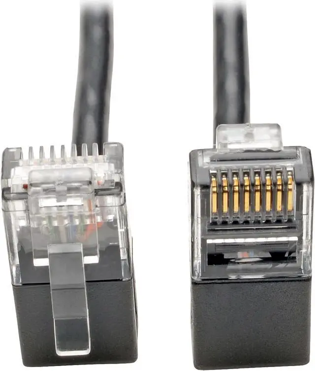 Main image of Tripp Lite Cat6 Gigabit Patch Cable Snagless Right-Angle UTP Slim Black 2ft (N201-SR2-BK)