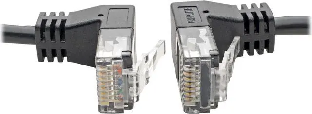 Alt view image 3 of 5 - Tripp Lite Cat6 Gigabit Patch Cable Snagless Right-Angle UTP Slim Black 2ft (N201-SR2-BK)