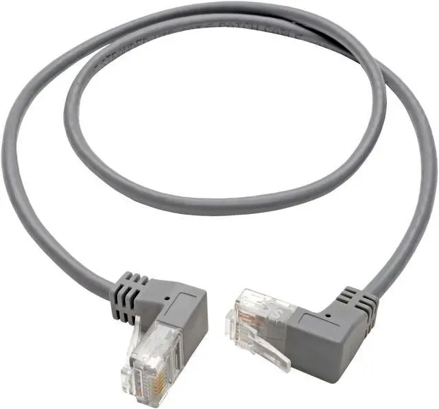 Alt view image 2 of 5 - Tripp Lite Cat6 Gigabit Patch Cable Snagless Right-Angle UTP Slim Gray 2ft (N201-SR2-GY)