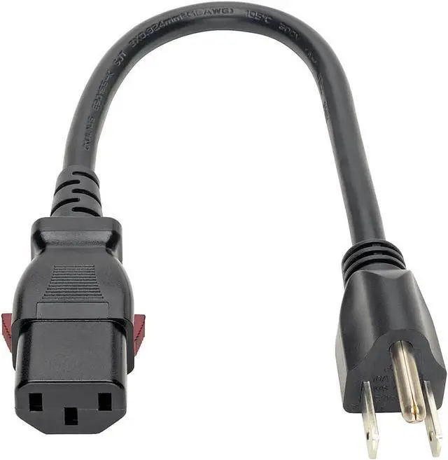 Alt view image 2 of 4 - Tripp Lite Power Extension Cord 5-15P to Locking C13 M/F 18 AWG 10A 1ft (P006-L01)