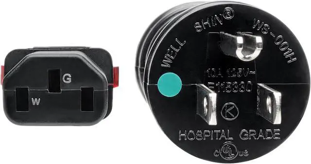Alt view image 3 of 6 - Tripp Lite Power Cord Hospital Medical 5-15P to Locking C13 M/F 10A 3ft (P006-L03-HG10)