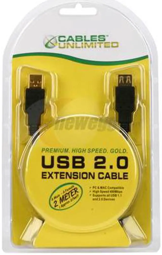 Alt view image 3 of 3 - CABLES UNLIMITED USB-5105-02M Black USB 2.0 Gold Connector Extension Cable