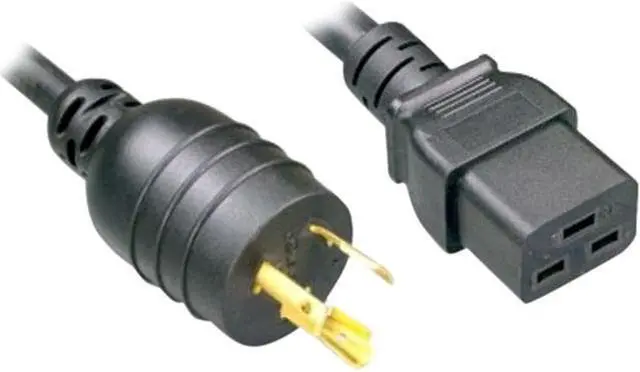 Main image of Nippon Labs L6-20P / C19 High Voltage / High Current Power Cord, NEMA L6-20P to IEC-60320-C19, SJT, 12 AWG., 20A, 250V, Black 6 ft. Power Cable