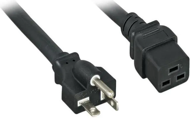 Main image of Nippon Labs 12 AWG AC Power Cord NEMA 5-20P To C19,  SJT, 20A/250V, NEMA 5-20P to IEC-60320-C19, Black 3ft. Power Cable