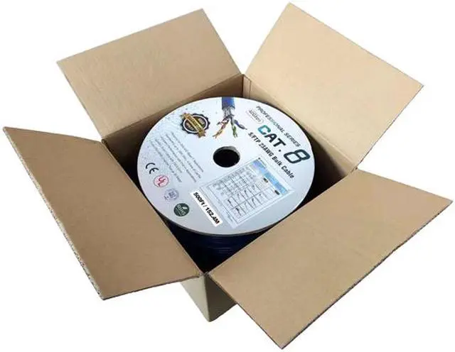 Alt view image 4 of 4 - Nippon Labs Cat8 Ethernet Cable Bulk Wire 500 feet - Blue, 2GHz, 40G, 23AWG, S/FTP - Shielded Latest 40Gbps 2000Mhz SFTP, PVC, Solid Conductor Patch Cord, 60CAT8-500-23BL