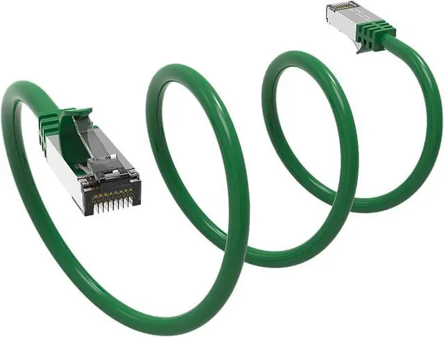 Alt view image 2 of 2 - Nippon Labs Cat8 RJ45 2ft Ethernet Patch Internet Network LAN Cable, In/Outdoor, 26AWG, Shielded Latest 40Gbps 2000MHz, Weatherproof S/ftP -in Wall, Outdoor for Gaming/Router/Modem/PC/Switch (Green)