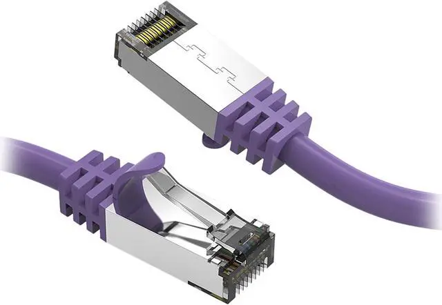 Main image of Nippon Labs Cat8 RJ45 0.5ft Ethernet Patch Internet Network LAN Cable, In/Outdoor, 26AWG, Shielded Latest 40Gbps 2000MHz, Weatherproof S/ftP -in Wall, Outdoor for Gaming/Router/Modem/PC/Switch (Purple)