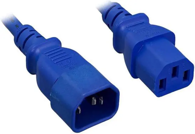 Main image of Nippon Labs 14 AWG IEC320 C13/C14 Power Extension Cable, SJT, 15A/250V, IEC-60320-C14 to IEC-60320-C13 Blue, 6ft. Power Cord