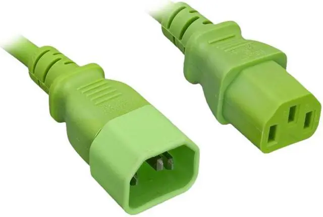 Main image of Nippon Labs 14 AWG IEC320 C13/C14 Power Extension Cable, SJT, 15A/250V, IEC-60320-C14 to IEC-60320-C13 Green, 4ft. Power Cord