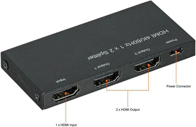 Alt view image 4 of 4 - Nippon Labs 30S-10HM-13202-Y HDMI 1 x 2 Splitter 4K@60Hz, Black