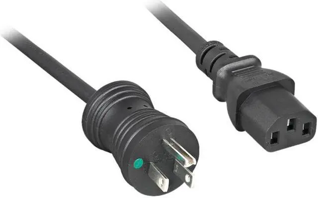 Main image of Nippon Labs 18 AWG Hospital Grade Power Cord, NEMA 5-15PHG to IEC-60320-C13, SJT, 10A/125V, Black 15ft. Power Cord