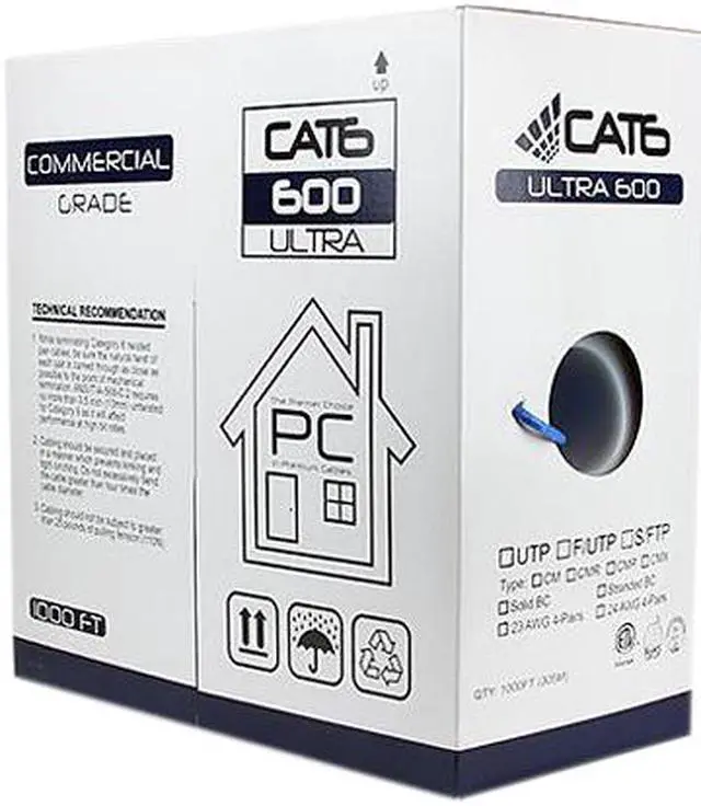 Alt view image 4 of 4 - Nippon Labs CAT6 UTP Bulk Ethernet Cable, Solid Copper 23 AWG, CM Rated, 600MHz, 1000' Pull Box (ETL) - Red 1000ft.Lan Cable