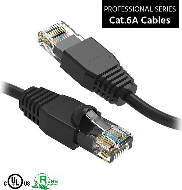 Main image of Nippon Labs 50Ft Cat6A UTP Ethernet Network Booted Cable,  24AWG 50 Feet Gigabit LAN Network Cable RJ45 High Speed Patch Cable, Black, 60CAT6A-50BK